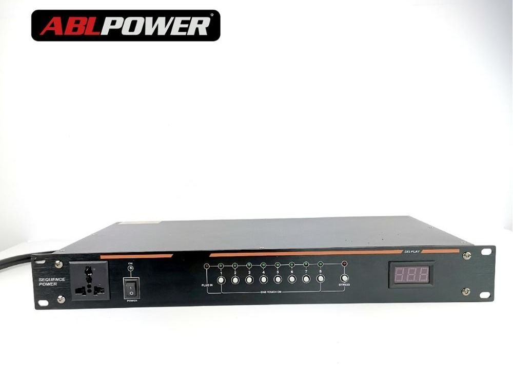 Black 1000W 8 Channels Rack Mount Power Sequencer